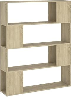 vidaXL Book Cabinet Room Divider, Bookshelf Bookcase with Shelves, Storage Cabinet for Office Living Room, Scandinavian Style, Sonoma Oak