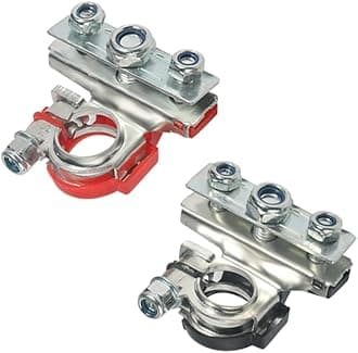 2 Pack 12V Automotive Top Post Battery Wire Cable Terminals Clamp Connectors Kit, Car 3 Way Battery Terminals, Positive and Negative, Applicable in Car, Boat, Van and More