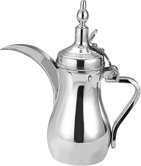 Arabic Coffee Pot Tea Kettle Arab Dallah Stainless Steel Beverage Dispenser Coffee Warmer Tea Pot for Eid Mubarak Camping BBQ, 350ml