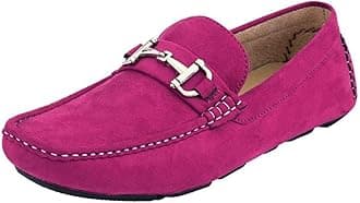 Amali Walken Men's Casual Slip-On Loafers, Driving Moccasin Shoes for Men with Silver Buckle, Available in Plush Microfiber and PU Leather