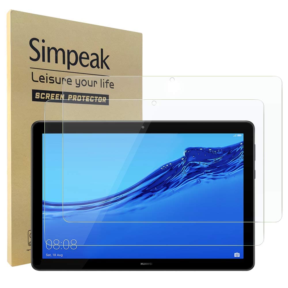 Simpeak2 Pack Screen Protector Compatible with Huawei Mediapad T5 10, Tempered Glass Screen Protectors Replacement for Huawei Mediapad T5 10, Film clear [9H Hardness][Bubble Free]