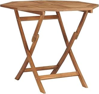 Folding Octangle Patio Table Solid Teak Wood, Patio Dining Table Bistro Table Bar Table Garden Table Indoor Outdoor Table Backyard Table 33.5"x33.5"x29.9"