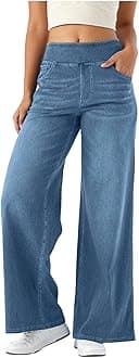 Sweatpant Jeans Women Elastic Waist Jeans for Women High Waisted Stretchy Denim Pants Trendy Baggy Loose