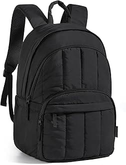 Womens Backpack Travel Laptop Backpack for Women, Quilted College Laptop Bookbag, Work Back Pack for Women, Cute Computer Water-Resistant Casual Daypack, Puffer Black