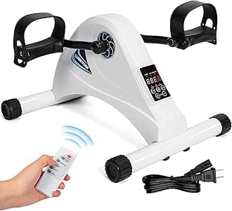 Motorized Mini Exercise Bike Pedal Exerciser for Seniors Rehab Training, LUBBYGIM Electric Under Desk Bike Pedal Exerciser for Arm/Leg Fitness & Physical Therapy, Multiple Levels Speed Adjustment