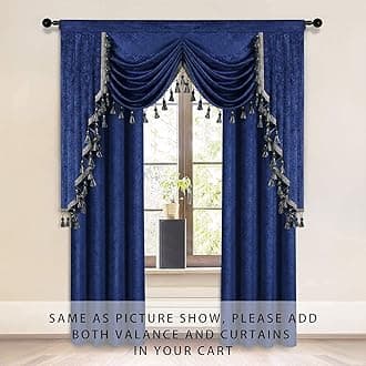 ELKCA Royal Blue Curtain Valance for Living Room Thick Chenille Window Curtains for Bedroom Waterfall Valance, Rod Pocket (W59inch, 1 Panel)