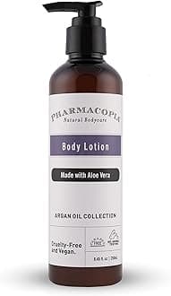 - Pharmacopia Argan Oil & Aloe Vera Organic Premium Moisturizing Body Lotion 250ml, 100% Vegan and Paraben & SLS Free Free Daily Moisturizer for Dry Skin