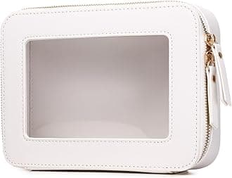 LOFOWN Clear Makeup Bag Women's Waterproof Travel Cosmetic Case and Toiletry Bag Portable Makeup Organizer Bag Car Essential with Zipper (White, M-1)