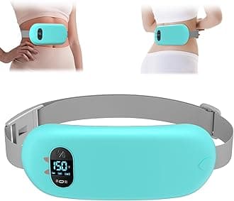 Portable Heating Pad for Cramps, Upgrade Cordless Electric Period Fast Heating Pad for Back Pain Relief Menstrual Belt 6 Heat 6 Massage Modes Gifts for Women Girls Her Girlfriend Light Blue