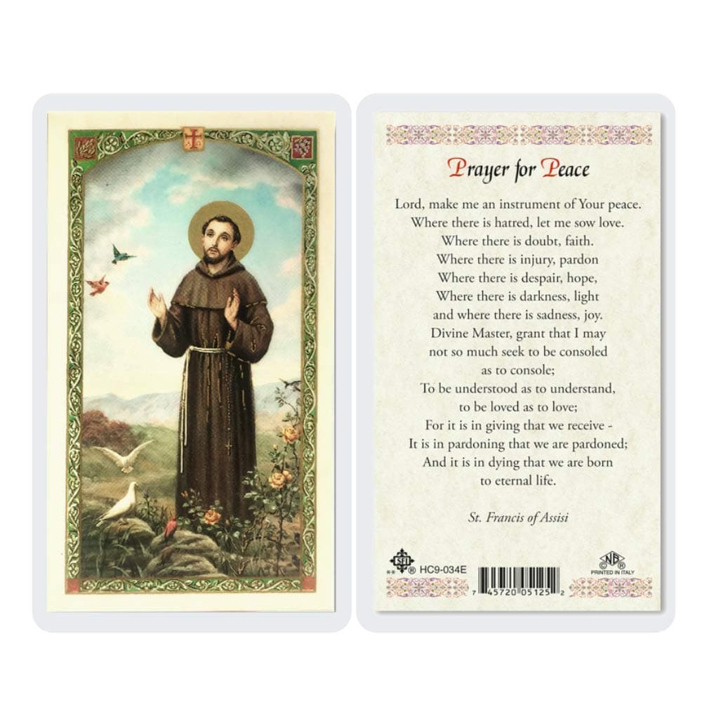 Prayer for Peace Laminated Holy Card