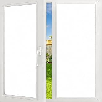 Filmgoo Window Privacy Film Frosted Decorate Tint Heat Control Vinyl Treatments Glass Coverings Security Door Stickers Window Film for Home and Office Decoration (Frosted-white, 35.4 Inch x 15.7 Feet)