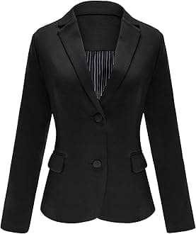 LookbookStore Womens Notched Lapel Pockets Button Work Office Blazer Jacket Suit