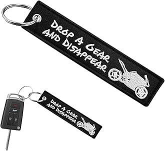 Personalized Keychain, Customize Keychain, Embroidery Tag Keychain, Fob Key Ring Accessories for Car Motorcycle Scooter (DROP A GEAR)