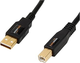 Amazon Basics USB 2.0 Printer Cable, USB Type A Male to USB Type B Male, 16 Feet (4.8 Meters), 24-Pack, Black