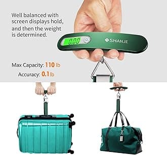 SHANJE Luggage Weight Scale for Suitcases 110 Lbs Travel Accessories High Precision Travel Digital Hanging Scales 50kg (Green)