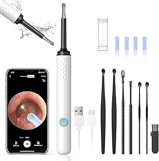 Ear Wax Removal, Ear Cleaner with Camera, Ear Cleaning Kit with 1080P, Earwax Remover Tools with Light, Ear Wax Removal kit for iOS & Android Smart Phones(Off-White)