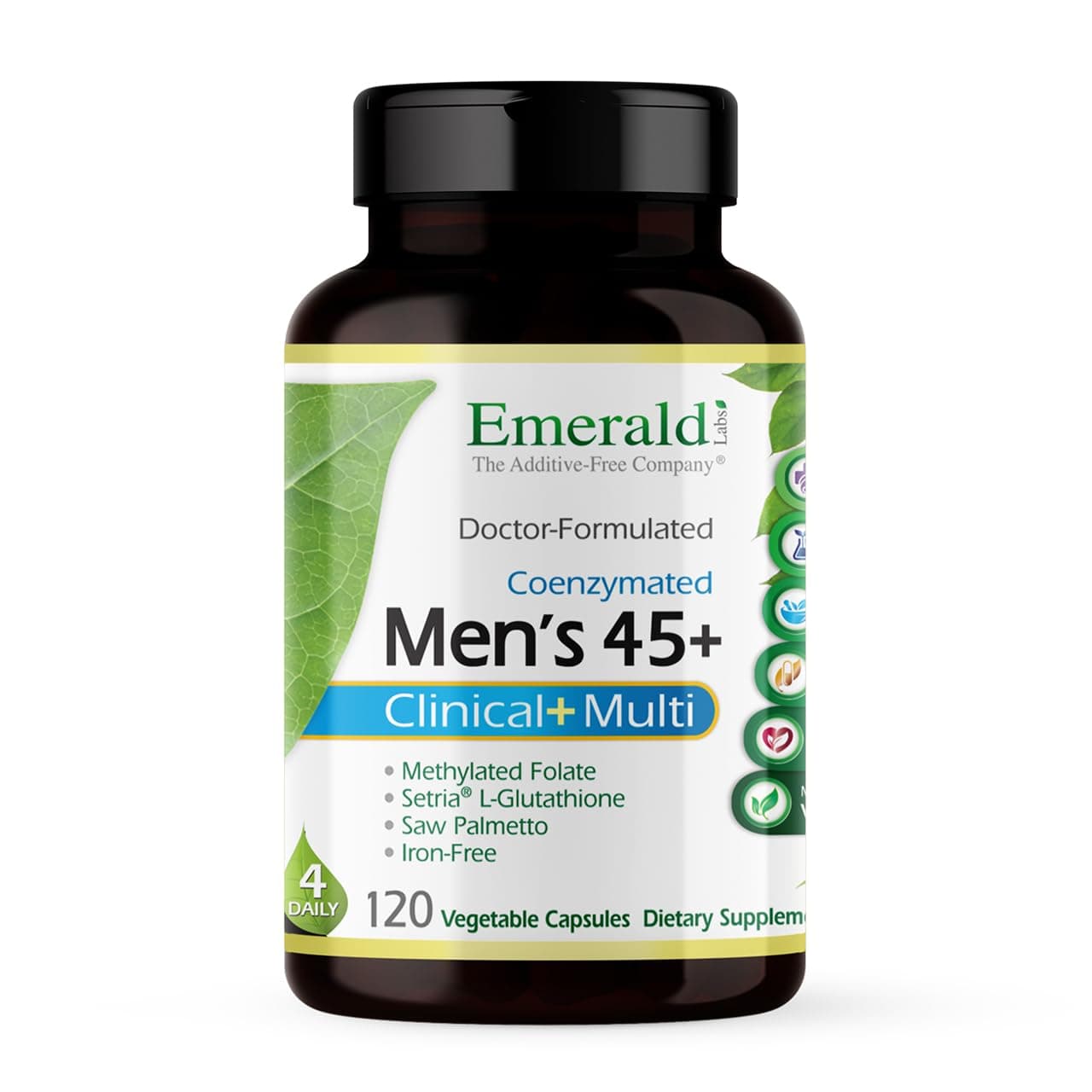 Men's 45+ Clinical Multi - Multivitamin for Comprehensive Support, Bone & Heart Health* - Designed for Men 45+ - Gluten-Free & Vegetarian - 120 Vegetable Capsules (30-Day Supply)