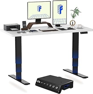 FLEXISPOT E6 MAX 160x80cm Electric Standing Desk with USB Dual Motors 3 Stage One Piece Height Adjustable Sit Stand Up with Memory Smart Panel(Black Frame+White Top)