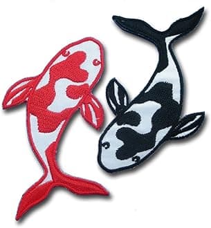 Koi Crap Fish Kohaku and Utsuri Patch Embroidered Iron on or Sewing Goldfish Japan