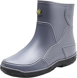 SRTUMEY Unisex Rubber Waterproof Rain Boots Men's Drawstring Elastic Mouth Rain Shoes Shoes Rubber Shoes Mid Calf Bottom Slip Oil Chef Shoes Fishing and Deck Boots