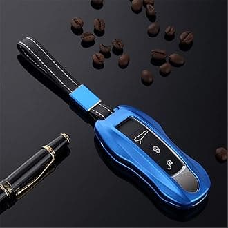 Aluminum Car Key Protector For Porsche 911 Carrera 918 Cayenne Coupe For Macan For Panamera Taycan Smart Key Fob Case Cover - Blue