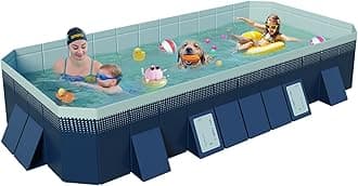 Foldable Non-Inflatable Kids' and Adults' Outdoor Swimming Pool - Hard Plastic Shell, Kid Pool for Backyard Dog Pools (158" x 76" x 20")