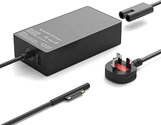 65W Surface Pro Charger Compatible with Microsoft Surface Pro Laptop UK, Surface Pro 8/X/7/6/5/4/3, Surface Go 1/2/3/4, Surface Book 1/2, Windows Surface Laptop