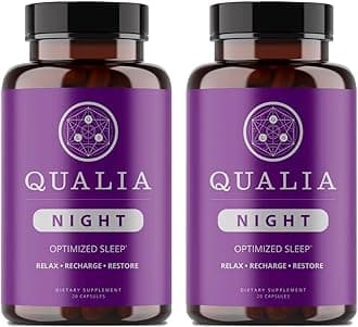 Qualia Night Sleep Aid | Non-Habit Forming | Science-Backed Supplement for Deep Refreshing Sleep | Melatonin-Free, Vegan, Non-GMO, Gluten-Free