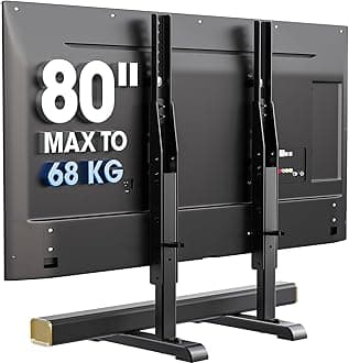 Universal TV Stand, Table Top TV Stand Base Wobble-Free Replacement for Most 24 to 80 Inch LCD LED TVs, 7 Height Adjustable TV Legs Hold up to 68kg, Max VESA 800x500mm, Black AX10TB02