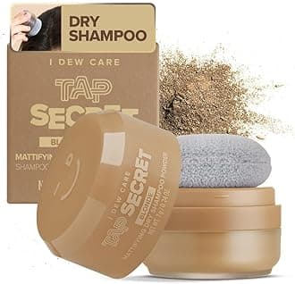 I DEW CARE Biotin Clarifying Dry Shampoo - Tap Secret Blonde | Strengthening & Volumizing, Powder Type, Refillable, Travel size, Non-aerosol, Brunette, Korean Ginseng, 0.26 Oz