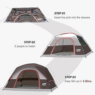 CAMPROS CP Tent 4 Person Camping Tents, Weatherproof Family Dome Tent with Rainfly, Large Mesh Windows, Wider Door, Easy Setup, Portable with Carry Bag