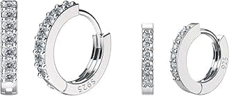 SWEETV 925 Sterling Silver Huggie Hoop Earrings for Women Girls-Tiny Small Cartilage Hoop Earring