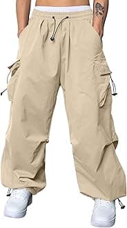 JMIERR Men's Baggy Cargo Pants Trendy Casual Parachute Pant Loose Fit Harem Joggers with Pockets for Streetwear