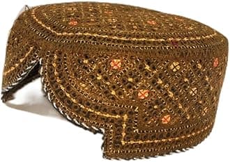 Sindhi Topi Kufi Traditional Handmade Cap with Embroidered Front Cut Unisex, Ramadan, Eid Gift for Muslims Made in Pakistan