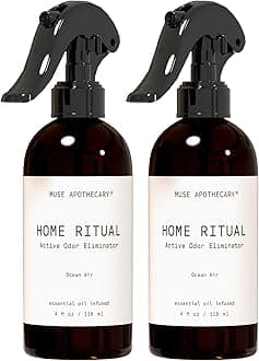 Muse Apothecary Home Ritual Active Odor Eliminator Spray - Furniture Deodorizer Spray & Bathroom Odor Eliminator for Home - Essential Oil Air Freshener - 4oz, Ocean Air