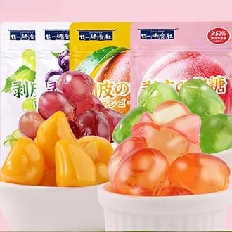 Peelable Gummies,Mango White Peach Soft Candy,Fruit Juice Fudge,Grape Gummy Candy,Peeling Sweets Candy,Casual Desserts,Wedding Candies,Instant Healthy Chinese Snacks (Green Grape,3bag)