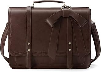 ECOSUSIWomen Briefcase PU Leather Laptop Bag College Satchel fit 15.6" Laptop