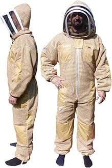 AGS Three layer ventilated olive protection beekeeping suit professional bee suit beekeeper wasp suit (4XL)