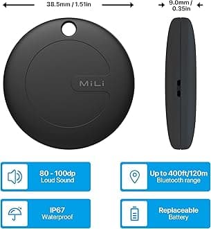 MiLi Luggage tracker for suitcases, Smart Bluetooth Tracker Tag Compatible with Apple Find My(iOS Only), Key Tracker, Item Finders，Tracker Locator for Keys Pet Wallets Bags (3PCS)