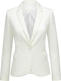 Womens Notched Lapel Pockets Button Work Office Blazer Jacket Suit