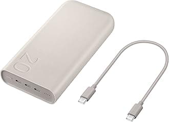 Galaxy Official 20,000 mAh Battery Pack, 45W Super Fast Charging (with USB-C to C Data Cable), Beige
