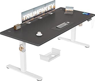 TRIUMPHKEY Electric Standing Desk 180x80cm Height Adjustable Desk with 3 Memory Smart Pannel with USB Charging for Home Office Rising Electric Table(Black&White)