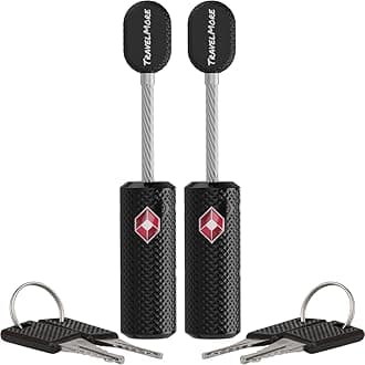 – 2-Pack TSA Approved Luggage Locks with Keys for Travel | Flexible, Ultra Secure Mini Key Padlocks Made from Zinc Alloy | Luggage Locks | TSA Locks | Black