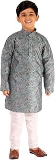 Pro-Ethic Style Developer Boys Silk Floral Kurta Pajama Set | Embellished Design | Ethnic Wear