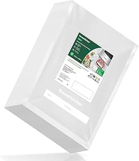 Bonsenkitchen 100 Bags 15 x 25 cm Vacuum Food Sealer Bags Embossed Food Preserving Sous Vide for Food Saver, Commercial Grade Textured Food Vacuum Sealer Bag, VB3204