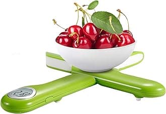 Kitchen Scale, Travel Food Scale, Digital Folding Weighing Scales, Portable Kitchen Scales for Camping Motorhome,11lb/5kg Units in g/lb:oz, Round LCD Display(Green)