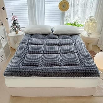 Japanese Futon Mattress,2025new Extra Thick Faux Wool Finish Fluffy Floor Futon Mattress, Super Soft Roll Up Tatami Mat, Foldable & Portable Floor Bed Sleeping Pad(Gray,120x200cm/Twin XL)