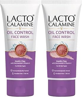 - Lacto Calamine Face Wash For Oily Skin |100ml each- Pack of 2 | Kaolin Clay, Niacinamide & Vitamin E | Facewash Reduces Excess Oil, Controls Pimples, Blackheads & Whiteheads |Face wash For Women & Men
