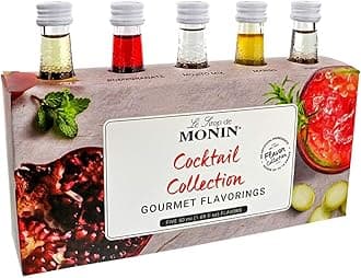 Monin - 5 Flavor Classic Cocktail Collection: Pomegranate, Mojito, Agave Nectar, Mango, and Pure Cane Syrups, Great for Classic Happy Hour Cocktails, Non-GMO, Gluten-Free (50 ml per bottle)