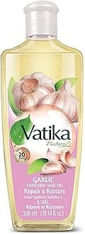 Dabur Vatika Naturals Enriched Hair Oil, Natural Moisturizing, Strengthening & Serum for Healthy Scalp, Nourishing Hair Oil for Soft, Manageable, Smooth & Silky From Root to Tip (Garlic)